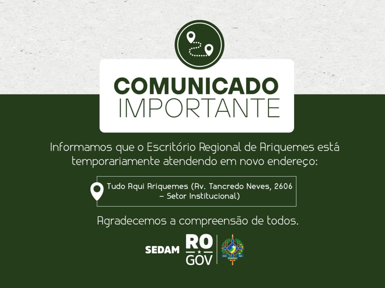 Imagem de Comunicado - Escritório de Ariquemes