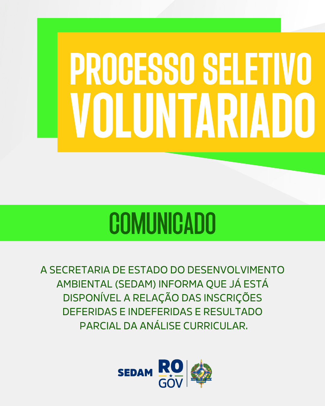 Imagem de Processo seletivo voluntariado - Lista de candidatos deferidos e indeferidos