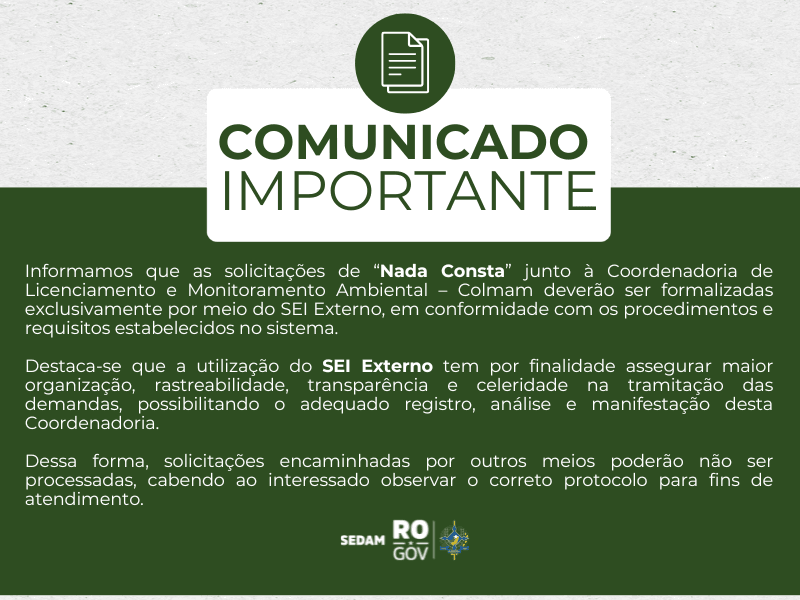 Imagem de Aviso - "Nada consta" - Colmam